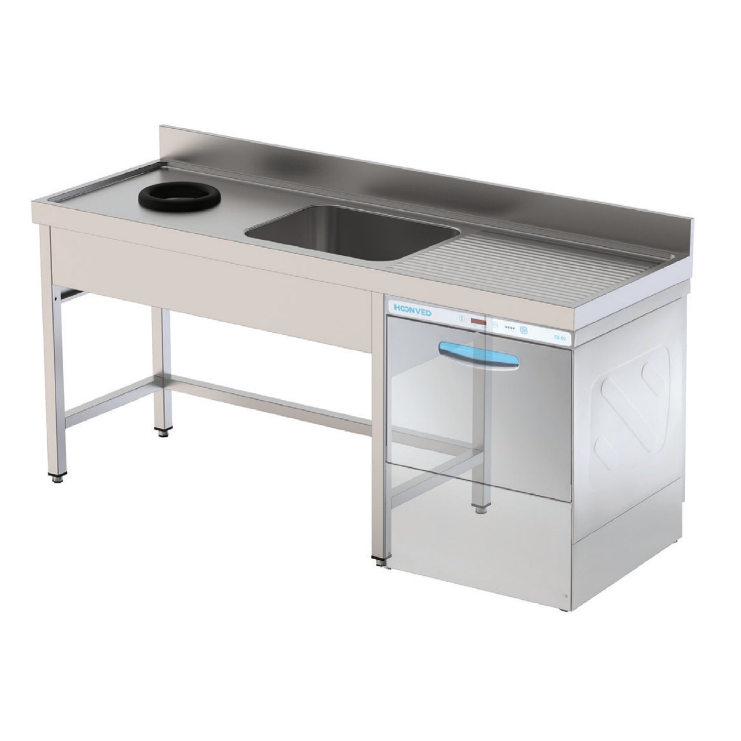 Mesa Trabalho c/Cuba + Furo p/Detritos + Espaço p/Máquina Louça - FI7DESBLAV 1800