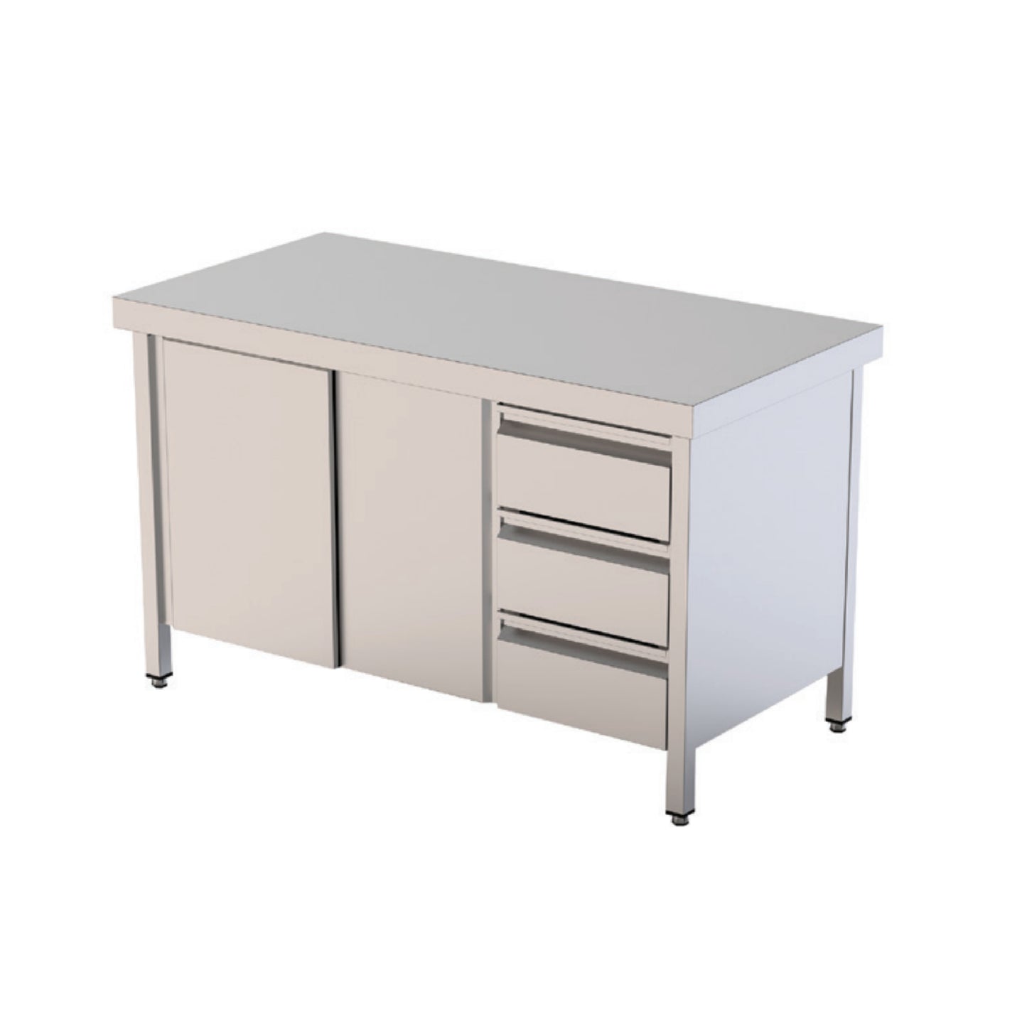 Mesa Trabalho Central c/Portas e Gavetas à Direita - MTCPCAJD-700