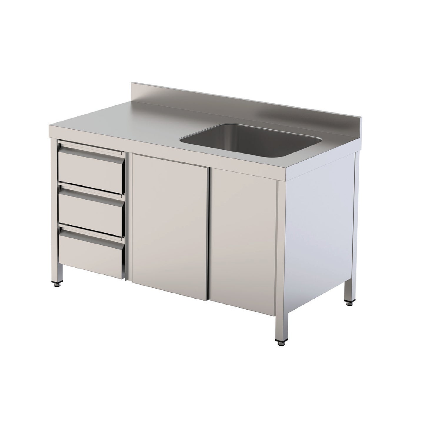 Mesa Trabalho c/Cuba à Direita e Gavetas - MTMSCHEFDPCAJ-600