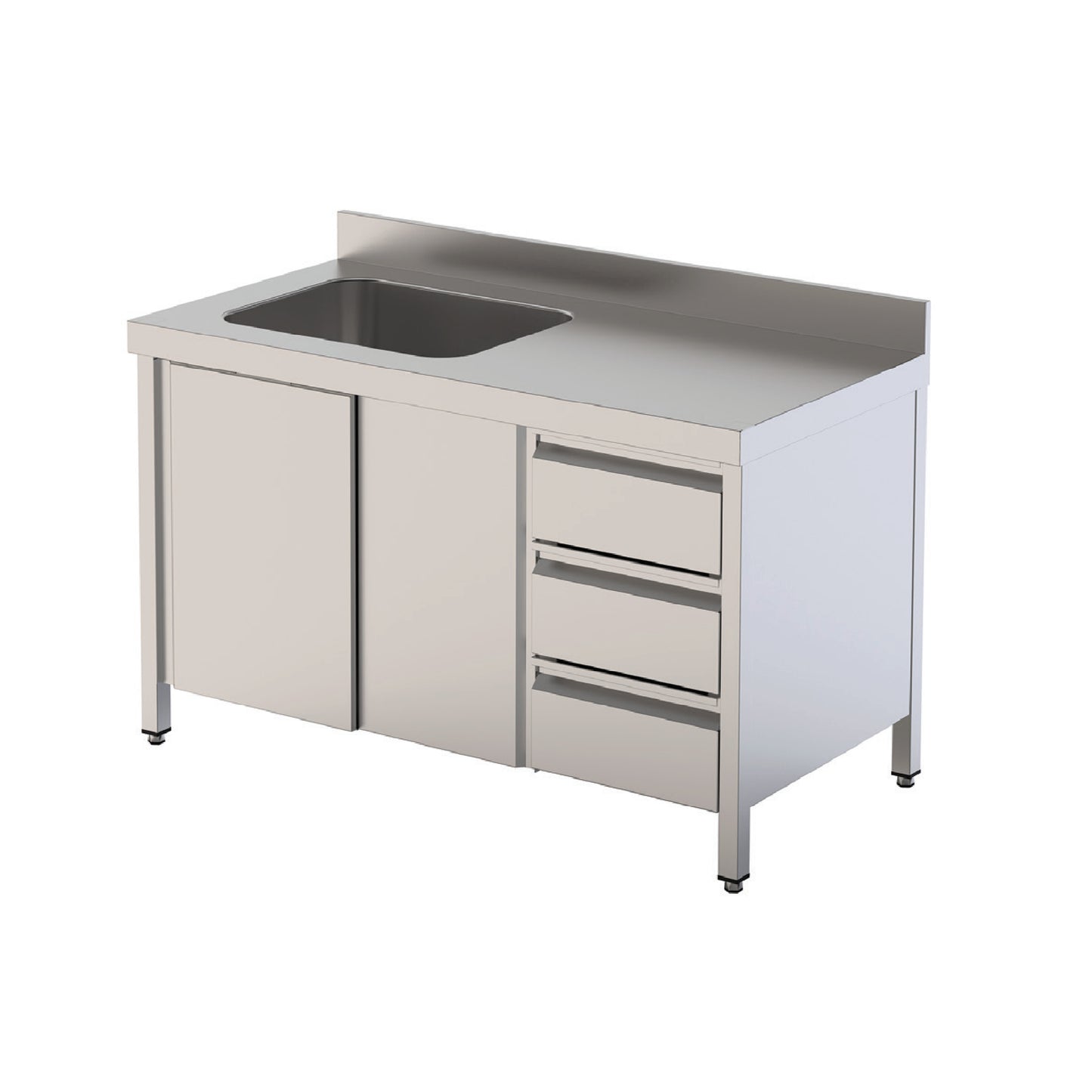 Mesa Trabalho c/Cuba à Esquerda e Gavetas - MTMSCHEFIPCAJ-600