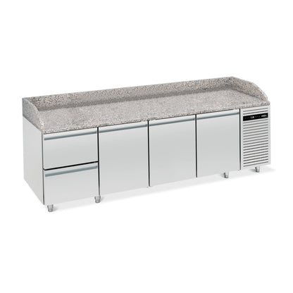 Bancada de Pizza 40x60 c/3 Portas + 2 Gavetas - L6-2560NT