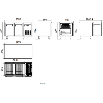 Mesa Fria para Padaria - PA 2100 - Pinto & Cruz Hotelaria e Equipamentos